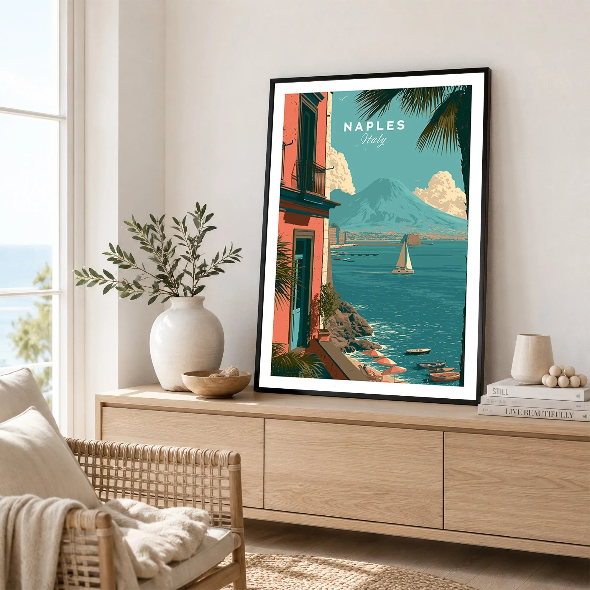 Naples Italy Harbour Travel Poster