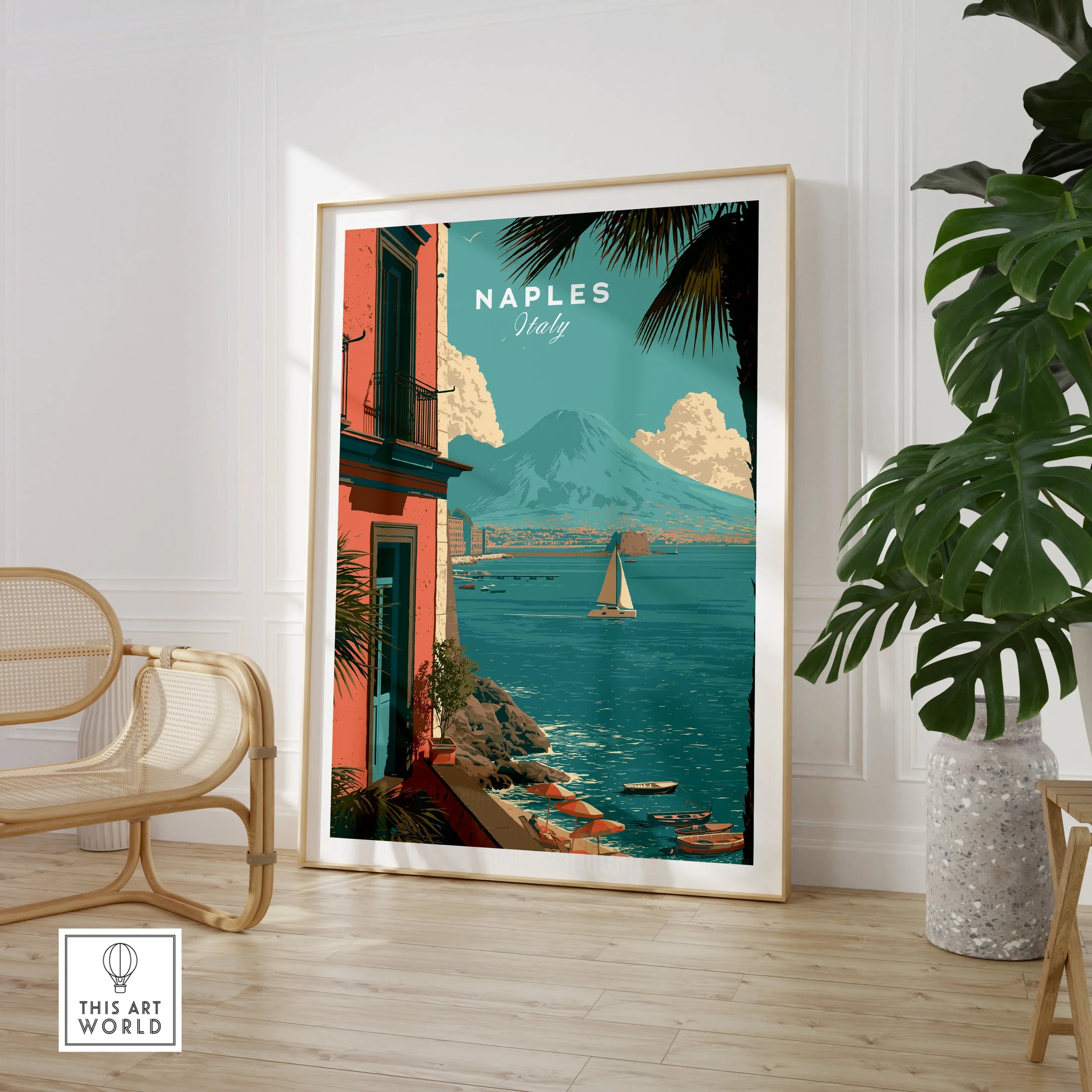 Naples Italy Harbour Travel Poster