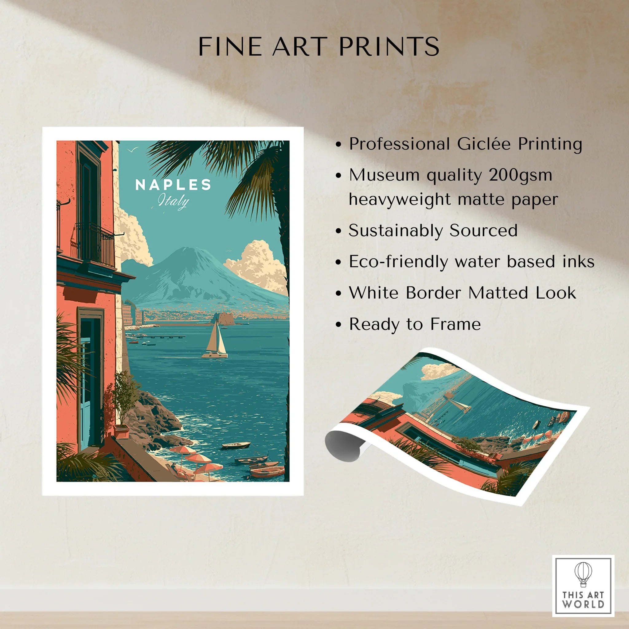 Naples Italy Harbour Travel Poster