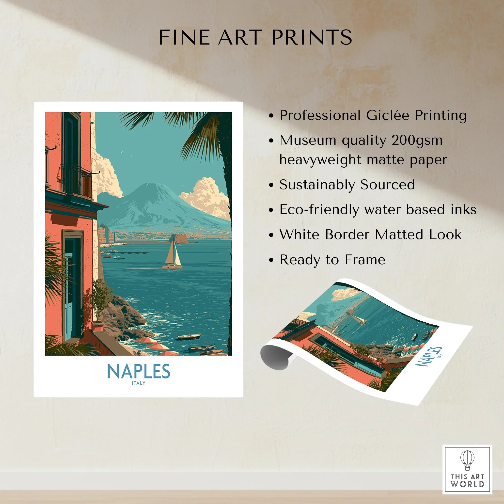 Naples Italy Seafront Wall Art — fine art print unframed quality details