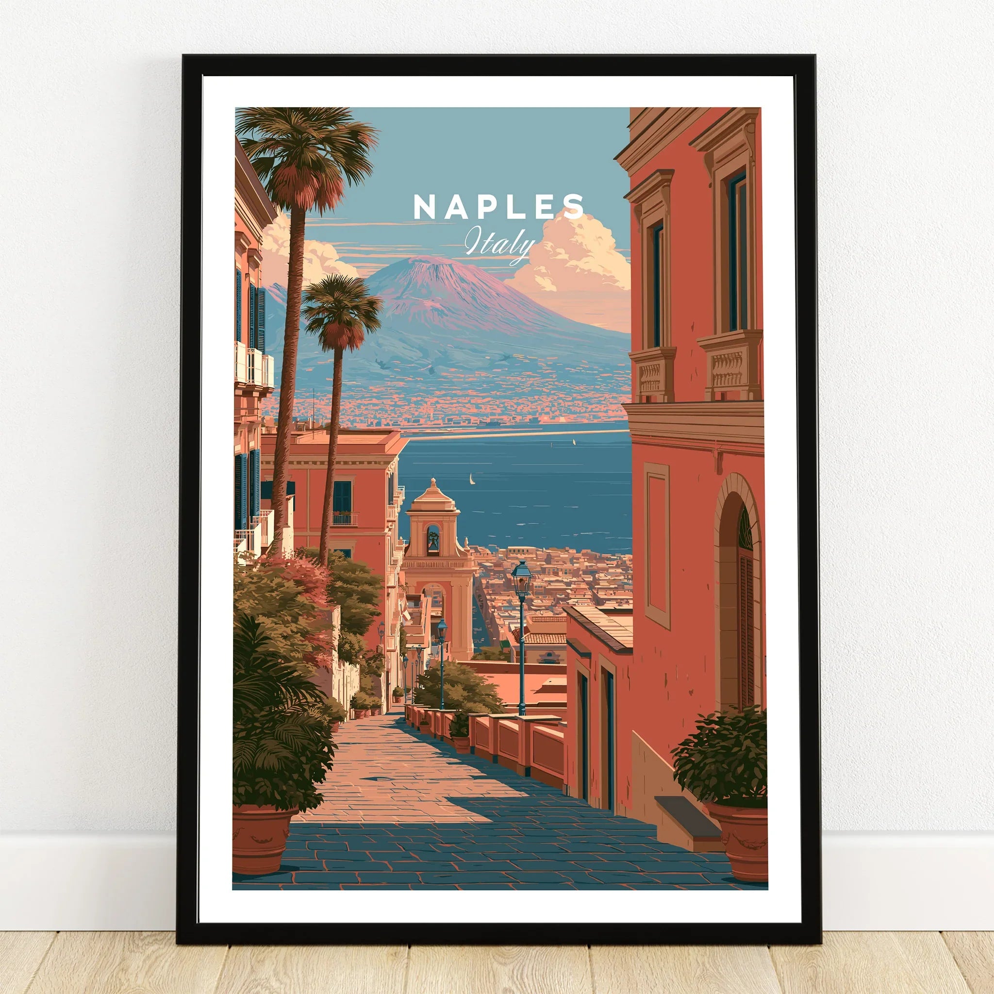 Naples Italy Old Town Travel Poster