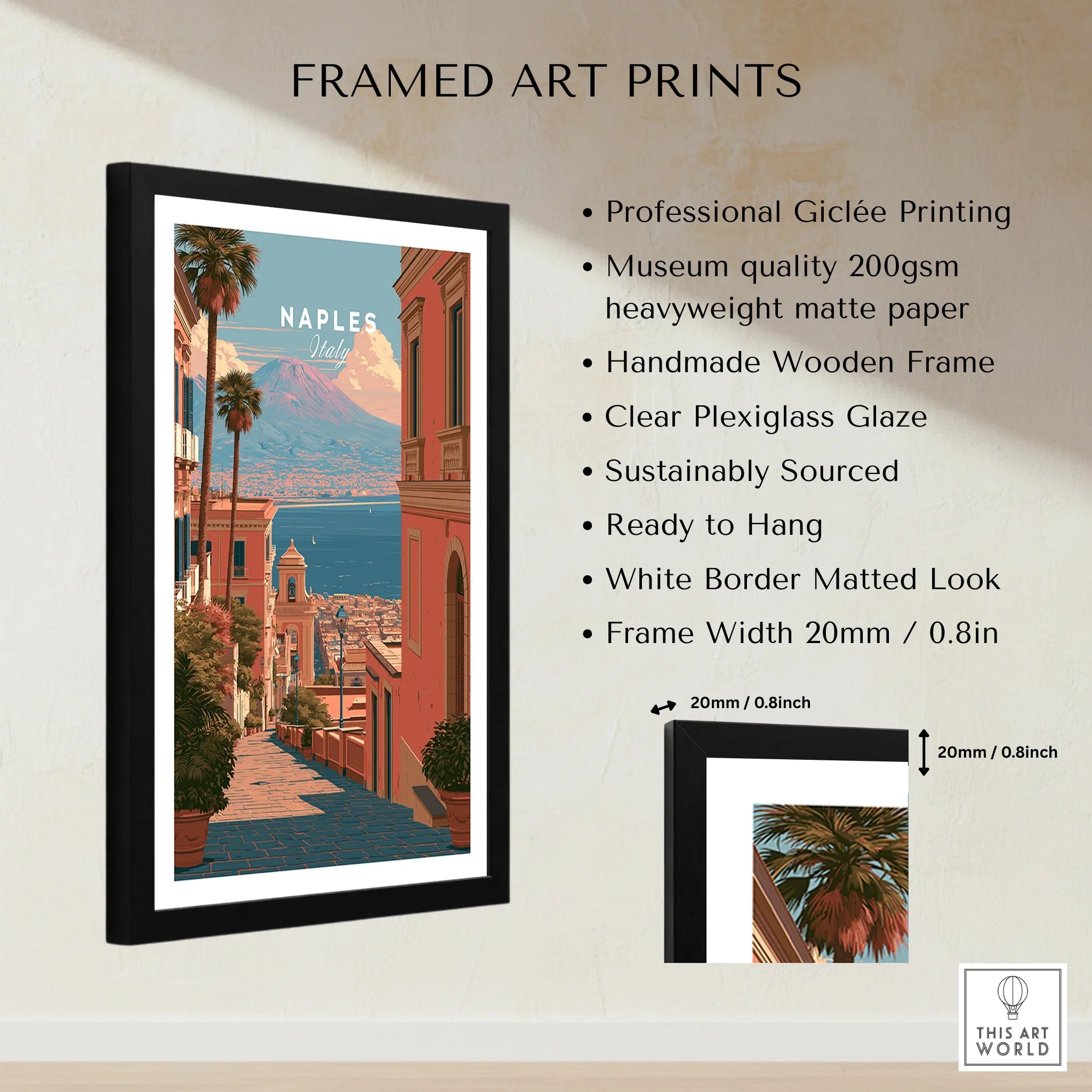Naples Italy Old Town Travel Poster