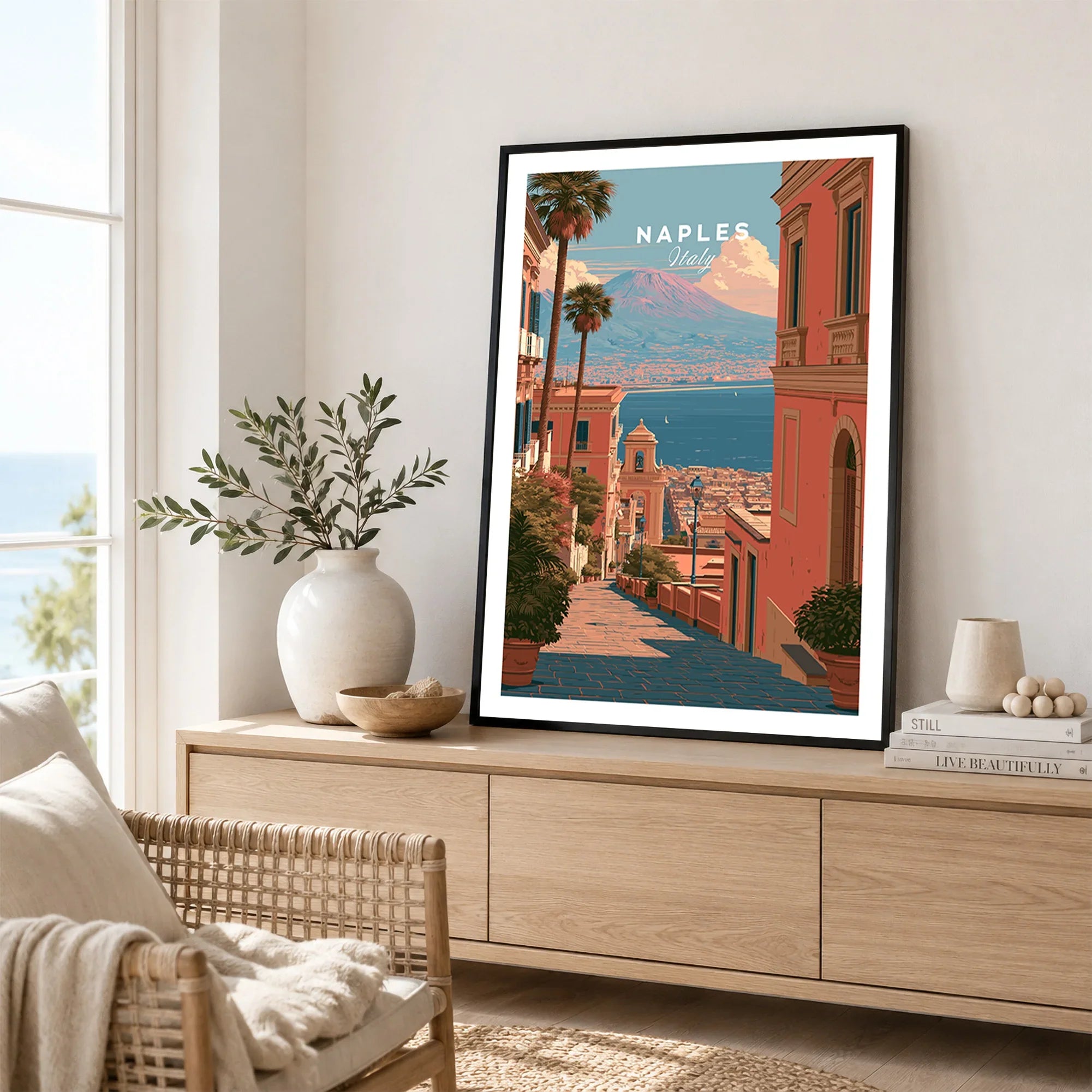 Naples Italy Old Town Travel Poster