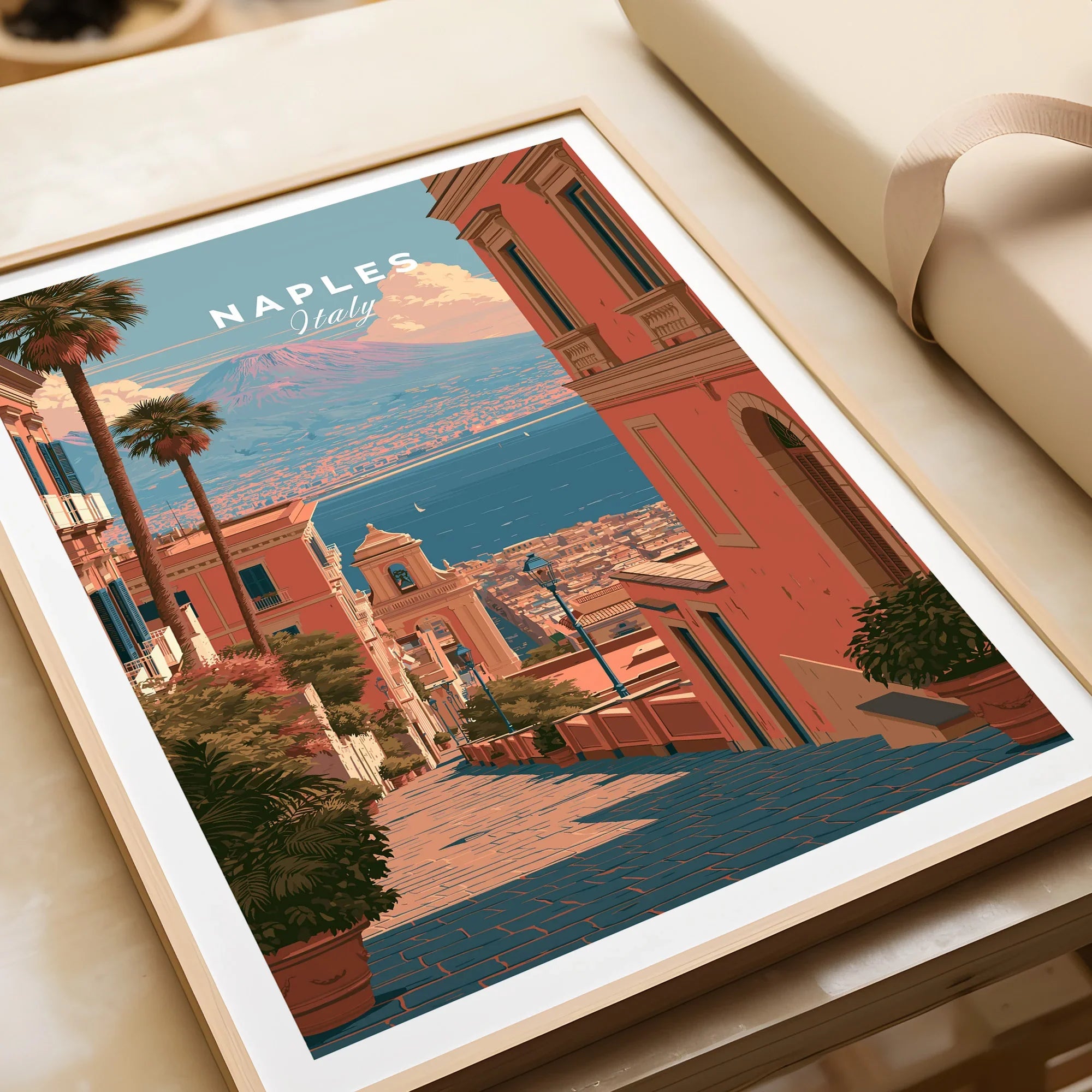 Naples Italy Old Town Travel Poster