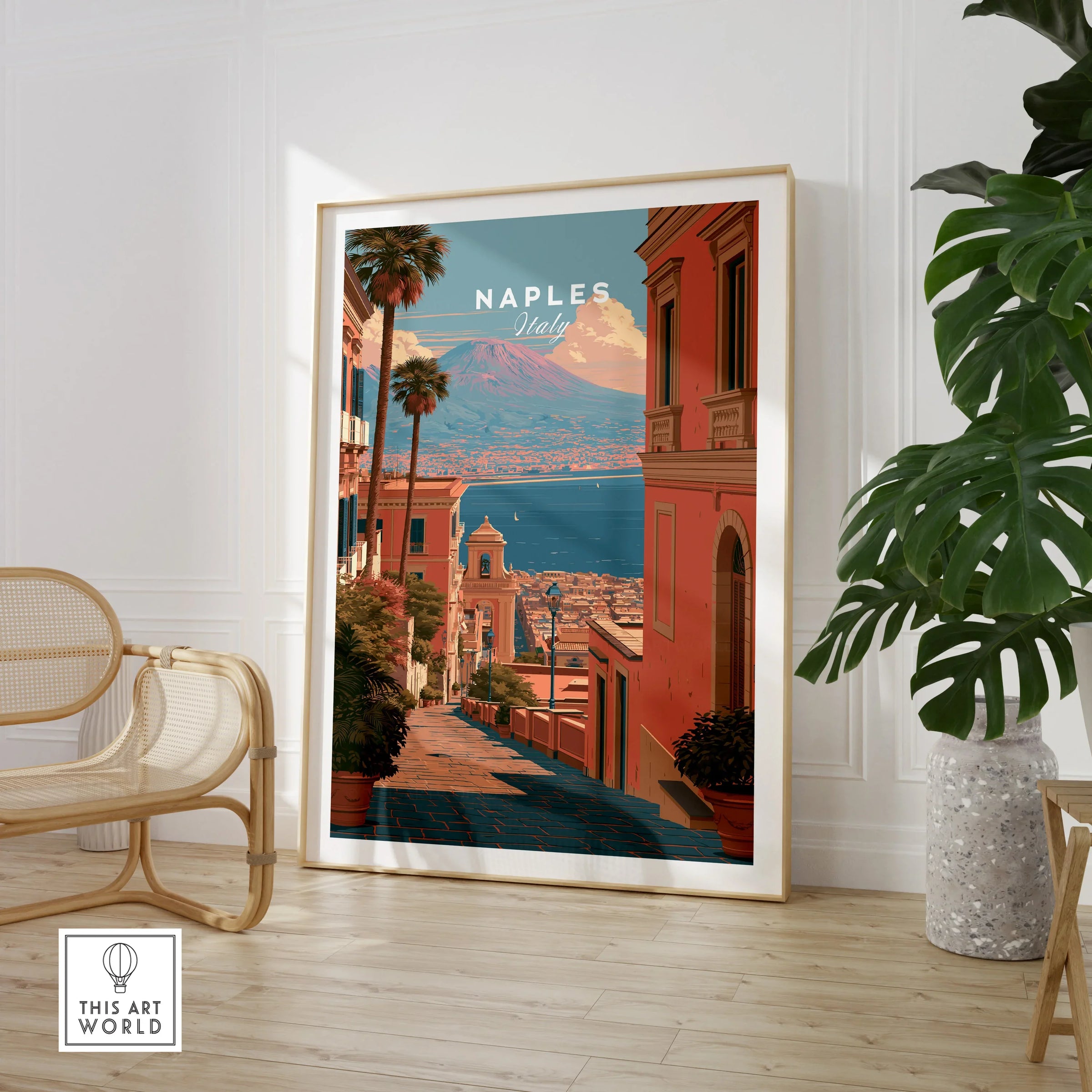 Naples Italy Old Town Travel Poster