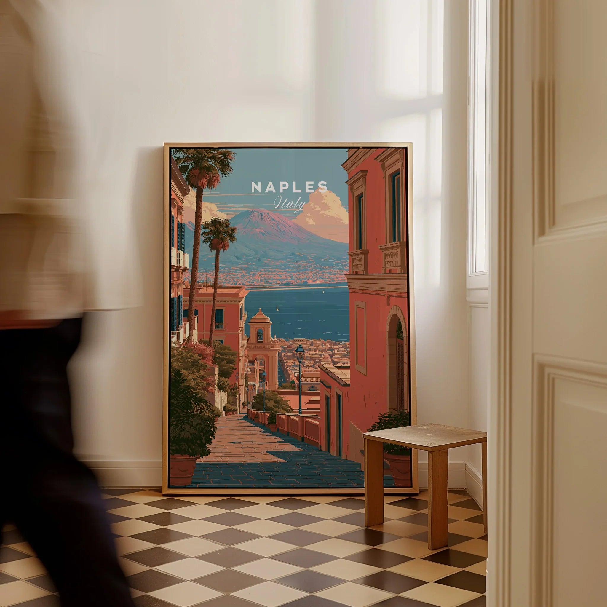 Naples Italy Old Town Travel Poster