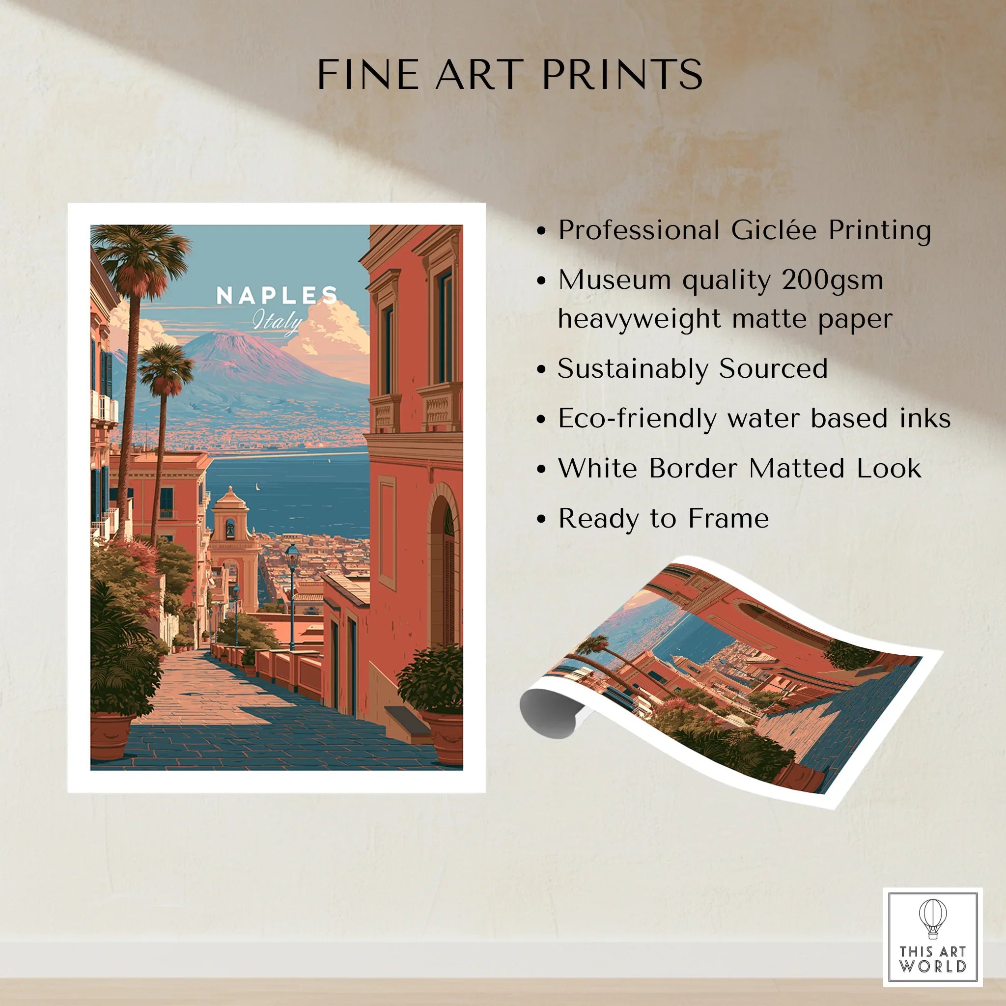 Naples Italy Old Town Travel Poster