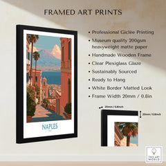 Naples Italy Streets Wall Art — framed print details measurements quality details