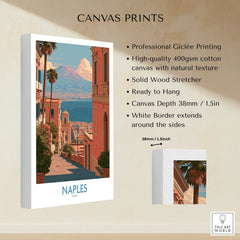 Naples Italy Streets Wall Art — canvas print stretched cotton canvas details