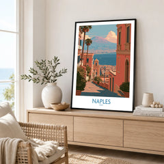 Naples Italy Streets Wall Art — framed artwork living room lifestyle setting