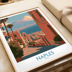 Naples Italy Streets Wall Art — framed art print closeup gift unwrapped natural frame