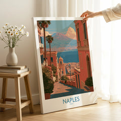 Naples Italy Streets Wall Art — canvas print mirror edge hand holding room setting