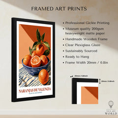 Valencia Oranges Spanish Kitchen Wall Art - framed print details measurements quality details