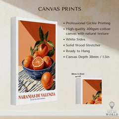 Valencia Oranges Spanish Kitchen Wall Art - canvas print stretched cotton canvas details