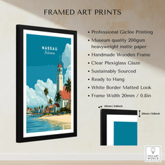 Nassau Bahamas Church Travel Poster — framed print details measurements quality details