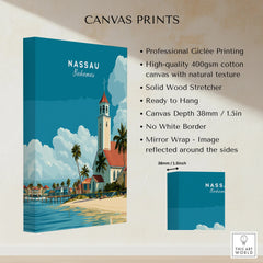Nassau Bahamas Church Travel Poster — canvas print stretched cotton canvas details