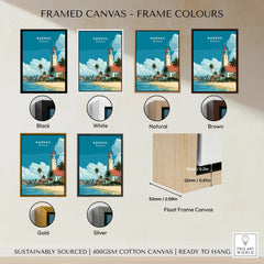 Nassau Bahamas Church Travel Poster — framed canvas float frame colour options