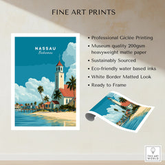 Nassau Bahamas Church Travel Poster — fine art print unframed quality details