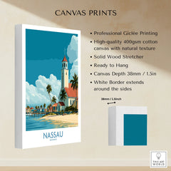 Nassau Bahamas Colonial Town Wall Art — canvas print stretched cotton canvas details