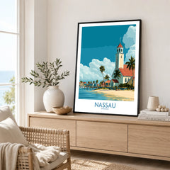 Nassau Bahamas Colonial Town Wall Art — framed artwork living room lifestyle setting