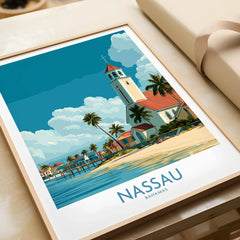 Nassau Bahamas Colonial Town Wall Art — framed art print closeup gift unwrapped natural frame