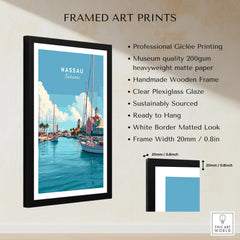 Nassau Bahamas Harbour Travel Poster — framed print details measurements quality details