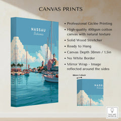 Nassau Bahamas Harbour Travel Poster — canvas print stretched cotton canvas details