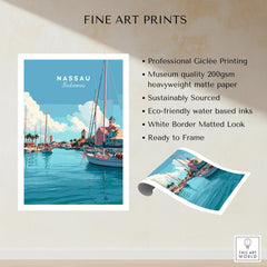 Nassau Bahamas Harbour Travel Poster — fine art print unframed quality details