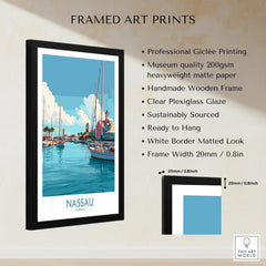Nassau Bahamas Marina Wall Art — framed print details measurements quality details