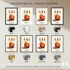 Negroni Italian Cocktail Recipe Poster - framed print colour options