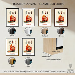 Negroni Italian Cocktail Recipe Poster - framed canvas float frame colour options