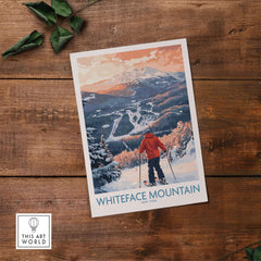 Whiteface Mountain ski print showcasing a skier's view of snowy slopes in New York, ideal for winter sports enthusiasts.