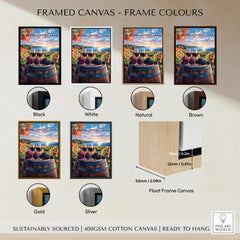 Niagara-on-the-Lake wine country wall art in black, white, natural, brown, gold, silver frames. Float frame canvas, ready to hang.
