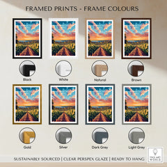 Niagara-on-the-Lake vineyard sunset print in 8 frame colors, ready to hang wall art