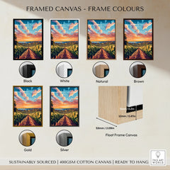 Niagara-on-the-Lake vineyard art print in black, white, natural, brown, gold, silver frames – ready to hang wall decor