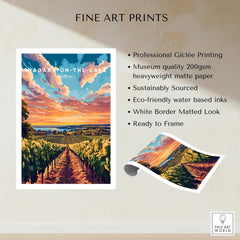 Niagara-on-the-Lake Ontario fine art print with vineyard sunset, ready to frame wall decor