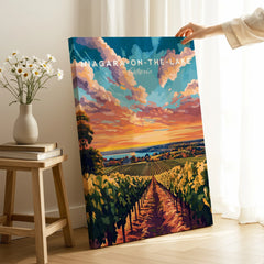 Niagara-on-the-Lake Ontario travel poster with vineyard sunset, wall art for home decor