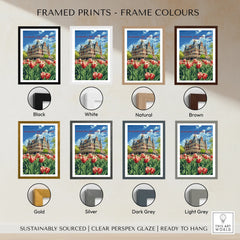 Niagara-on-the-Lake travel poster in 8 frame colors: black, white, natural, brown, gold, silver, dark grey, light grey