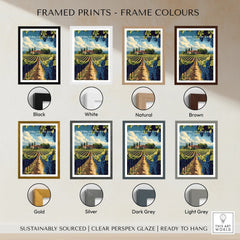 Niagara-on-the-Lake vineyard travel poster in 8 frame colors, ready to hang wall art