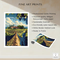 Niagara-on-the-Lake vineyard travel poster art print with white border, ready to frame