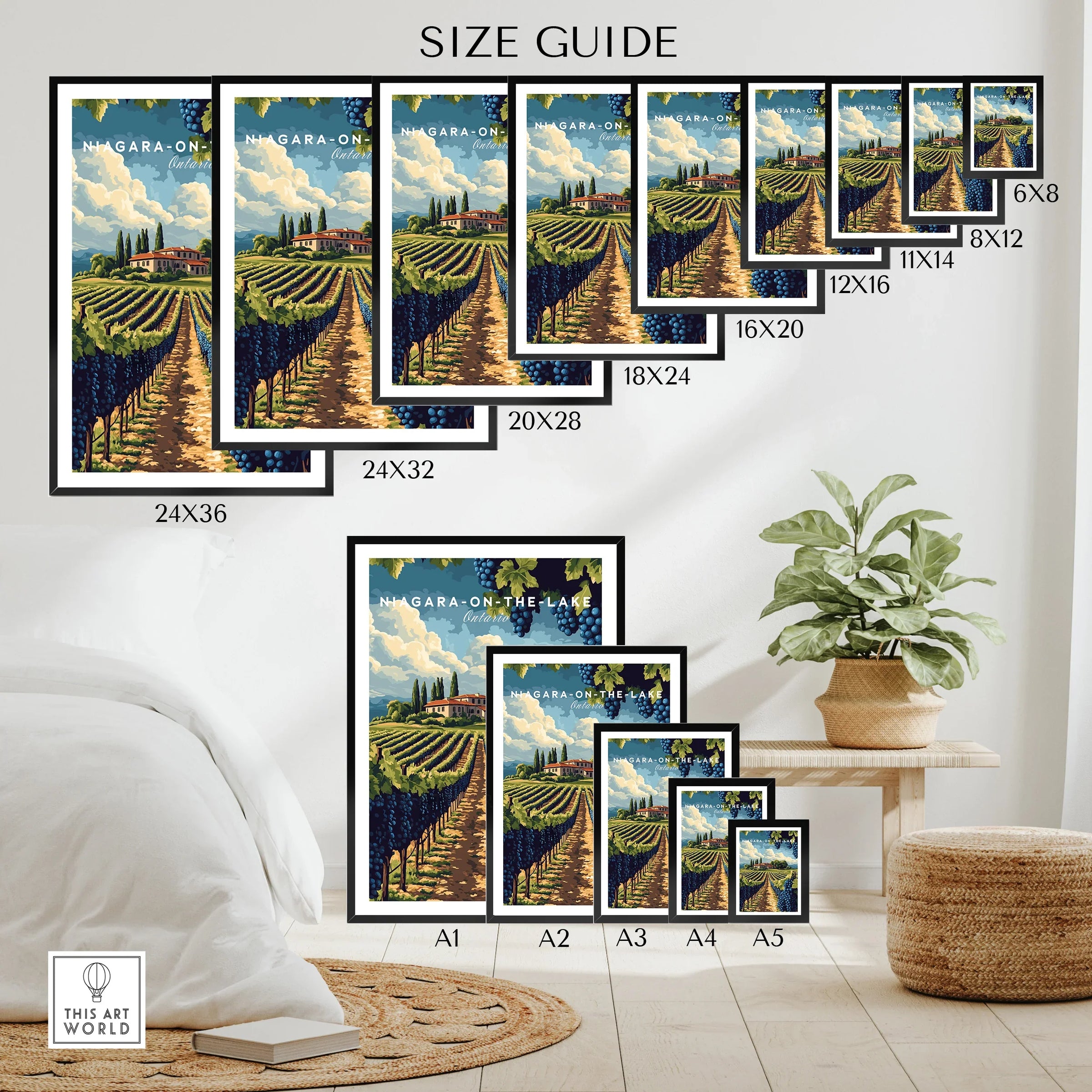 Niagara-on-the-Lake vineyard travel poster in multiple sizes for wall art decor