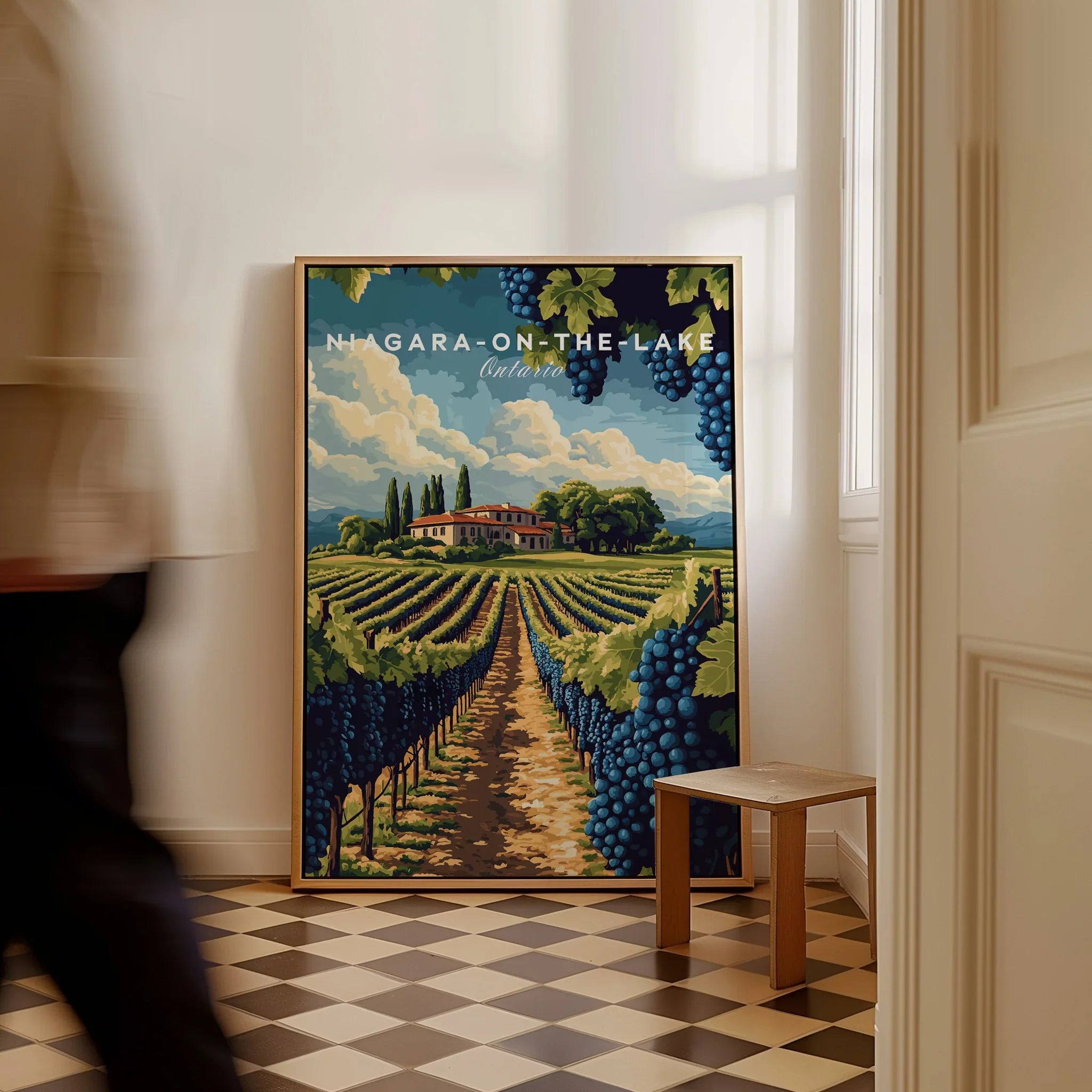 Niagara-on-the-Lake Ontario travel poster with vineyard art, perfect for home decor wall art