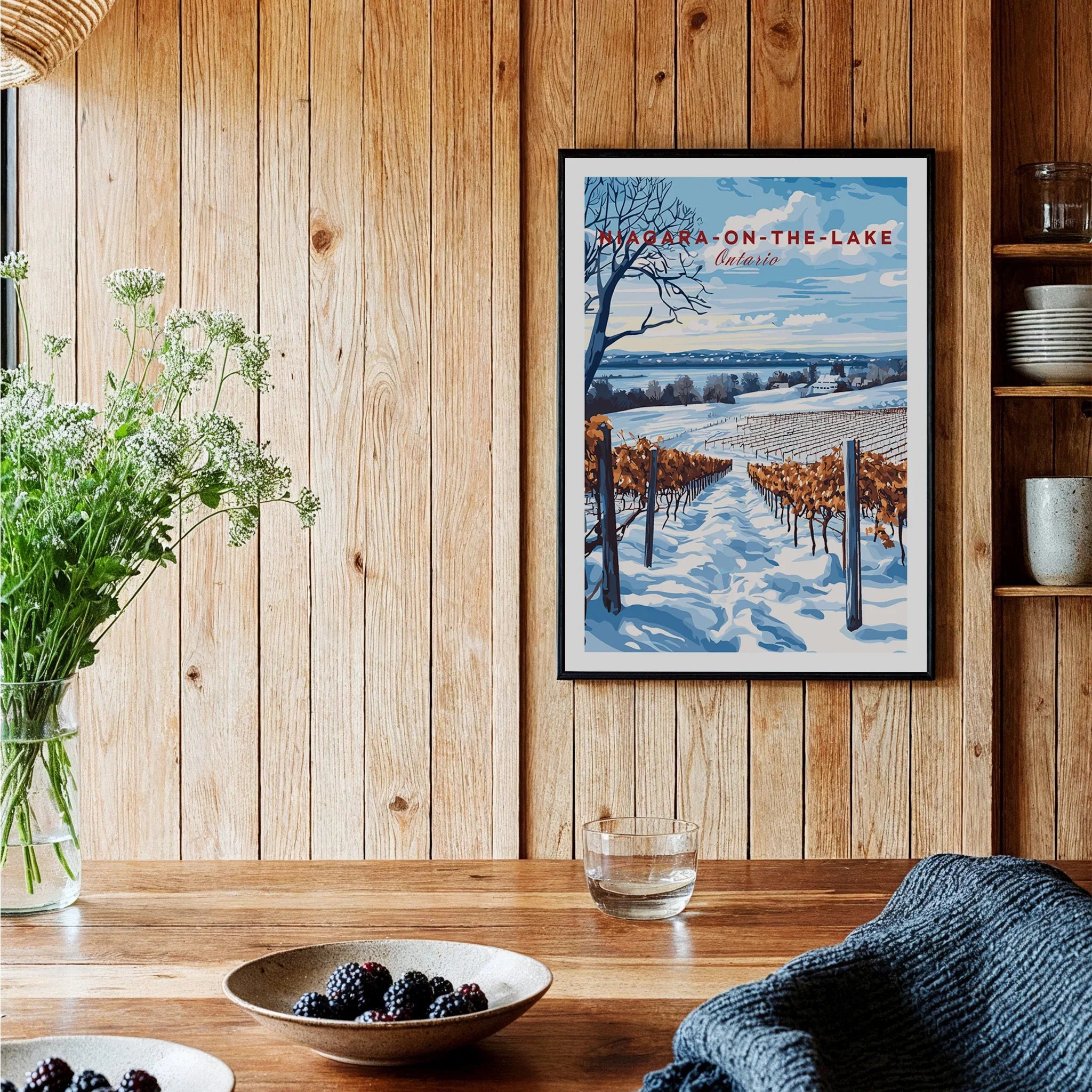 Niagara-on-the-Lake winter vineyard travel poster wall art for home decor