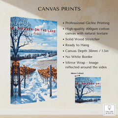 Niagara-on-the-Lake winter vineyard canvas print, snowy landscape wall art with mirror wrap, ready to hang