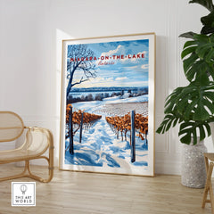 Niagara-on-the-Lake Ontario winter vineyard travel poster wall art print for home decor