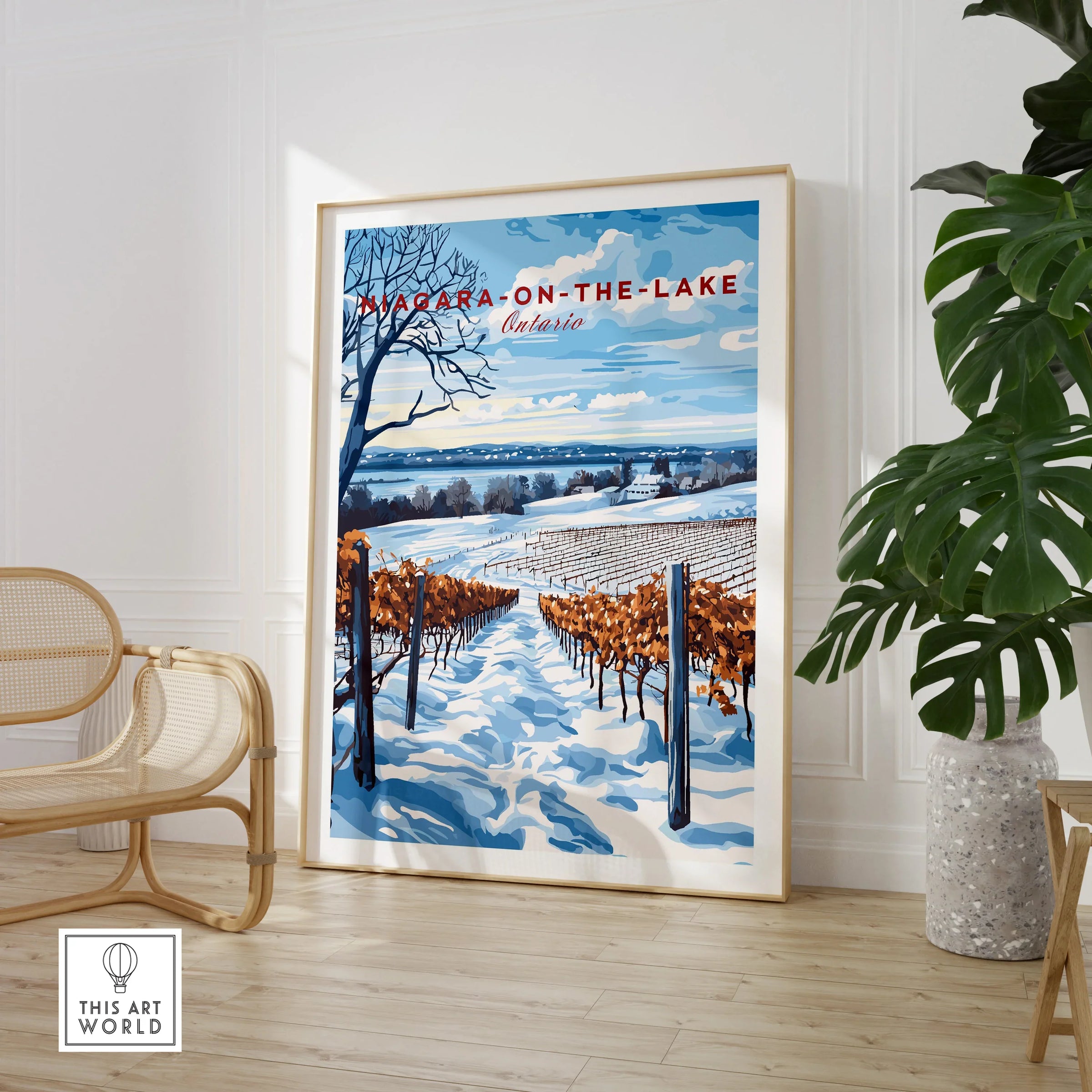 Niagara-on-the-Lake Ontario winter vineyard travel poster wall art print for home decor