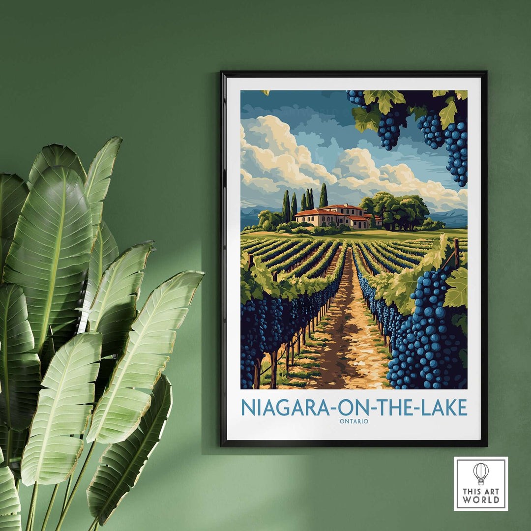 Niagara-on-the-Lake Canada poster showcasing vineyards and scenic beauty, perfect for home decor and wine lovers.