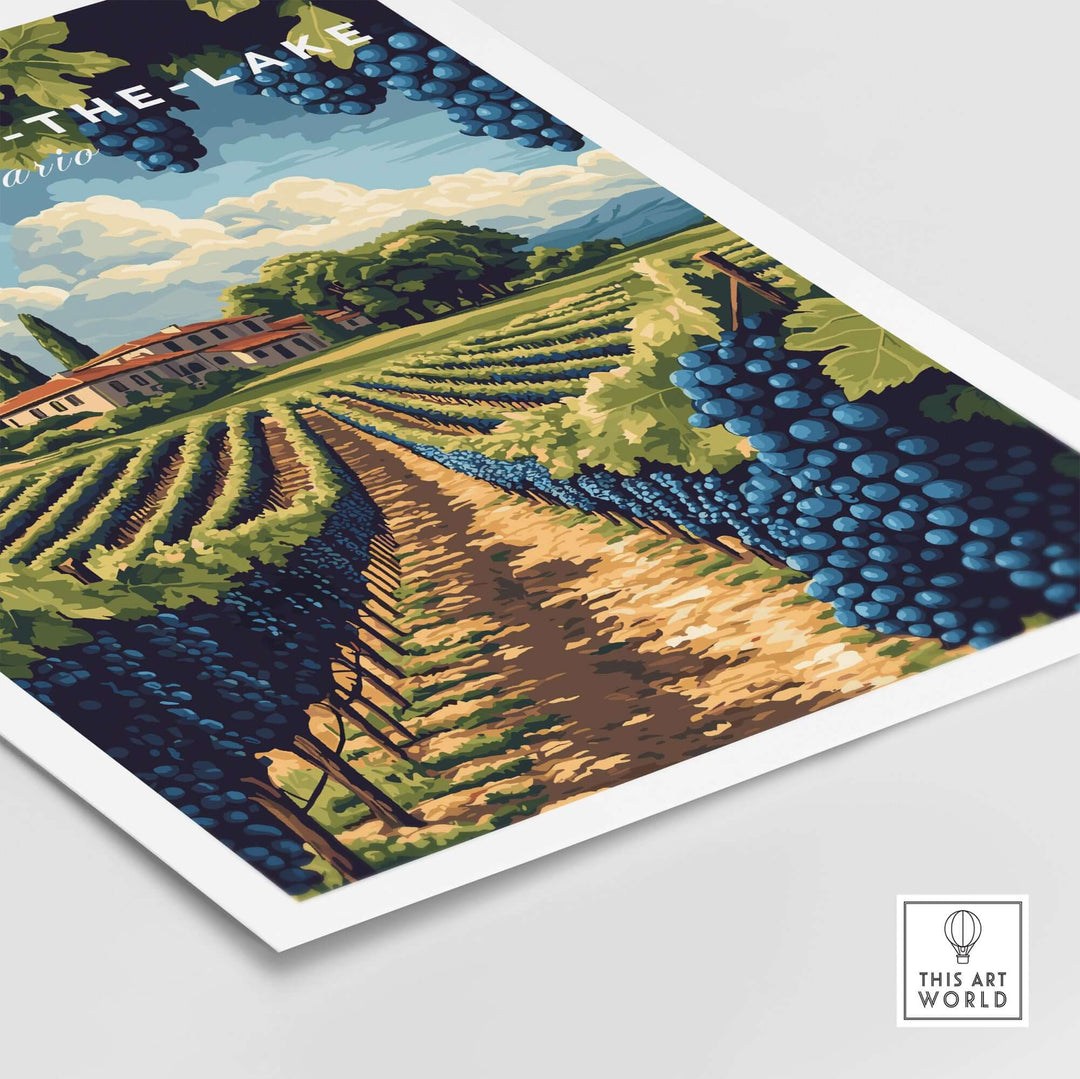 Niagara-on-the-Lake wall art featuring lush vineyards and a charming landscape in vibrant colors.