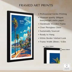 Nice Travel Print - France framed art print with palm trees and vibrant Côte d'Azur colors.