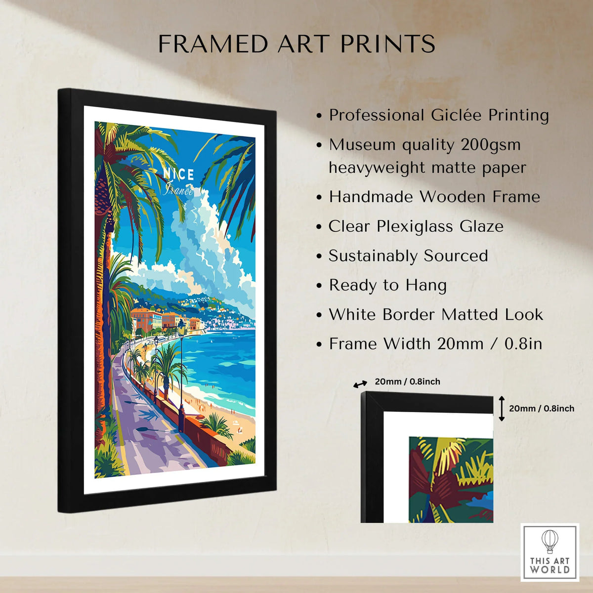 Nice Print - France framed art print featuring beautiful French Riviera landscapes and vibrant colors.